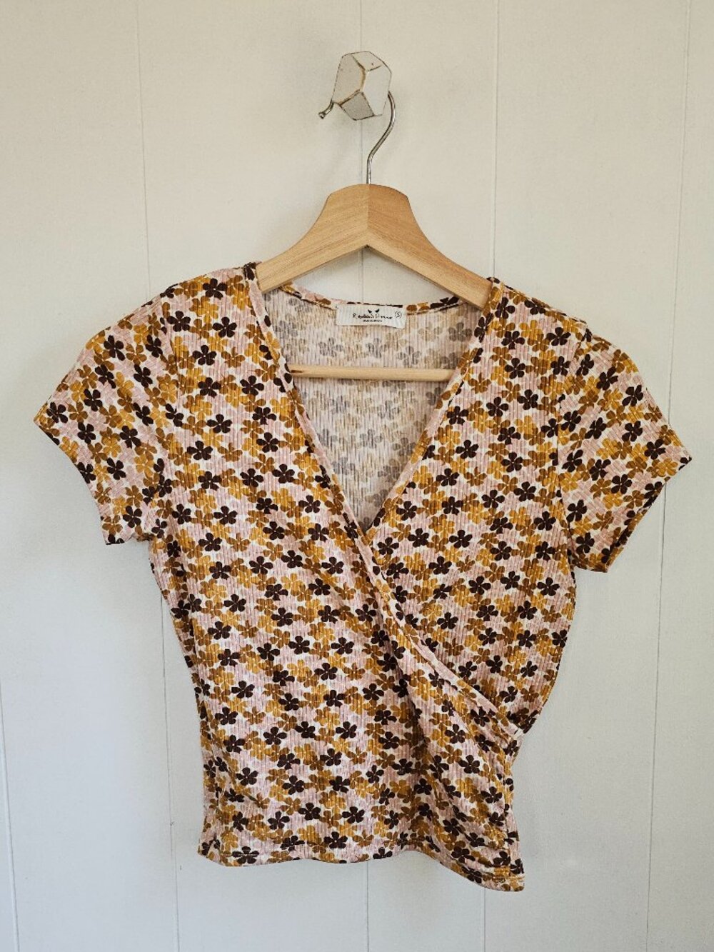 Wrap-Front Short Sleeve Fitted  Tee